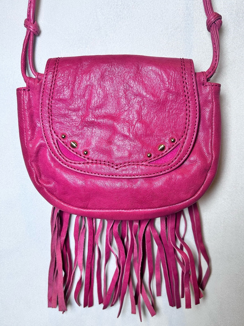 Vintage Juicy Couture Pink Fringe Goat Leather Y2K Crossbody Bag Western Cowgirl